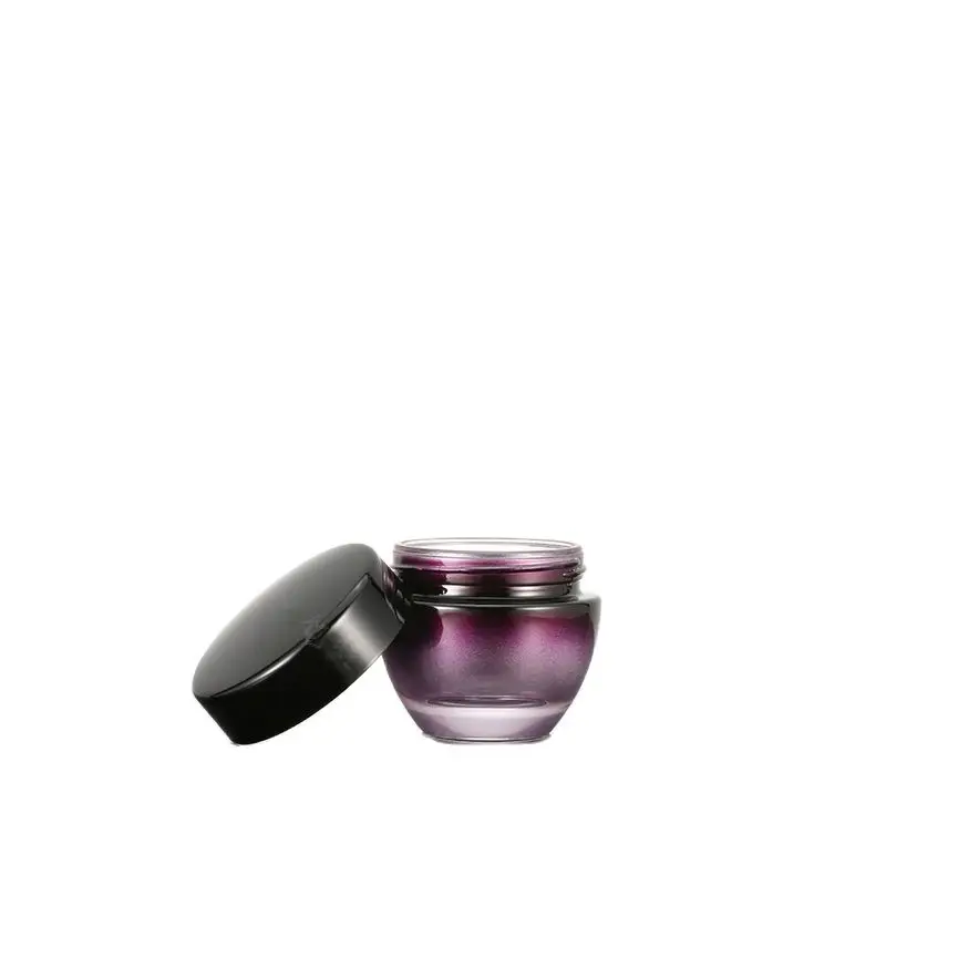 20Pcs Purple Glass Cosmetic Jar Bottle With Black Lid for Concealer Cream Glass Eye Cream Jars Small Black Glass Jar 50g 15g