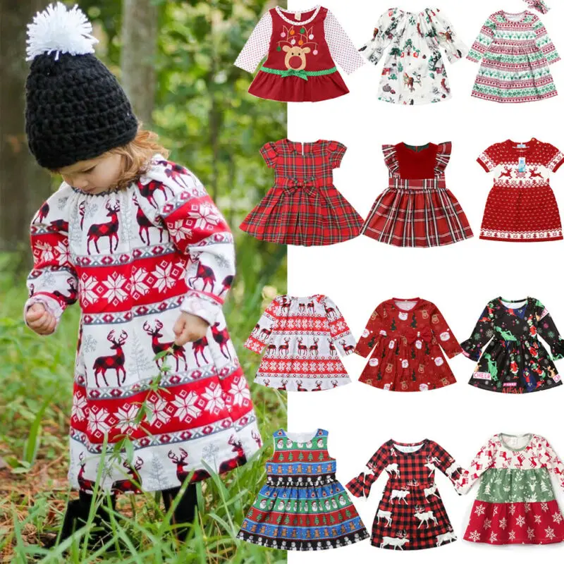 Рождественский комплект одежды с рисунком для маленьких девочек одежда длинными