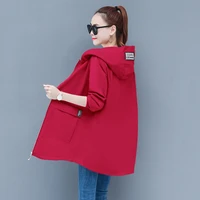 2021 autumn thin windbreaker korean large size loose hooded coat casual female baseball uniform outwear women jackets 6xl y505