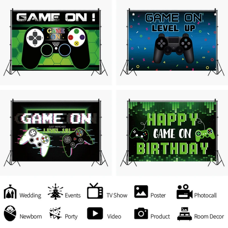 

Game Console Handle Series Background Boy's Birthday Party Decoration Photography Studio Photo Children's Room Ornament Backdrop