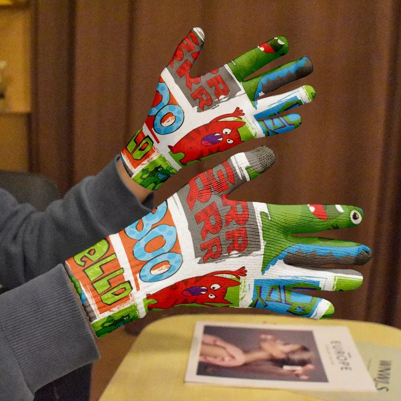 

Red Cute Cartoon Lady Touch Screen Gloves Winter Outdoor Travel Cold-Proof Gloves Thickened Faux Wool Knitting Wrist Mitten