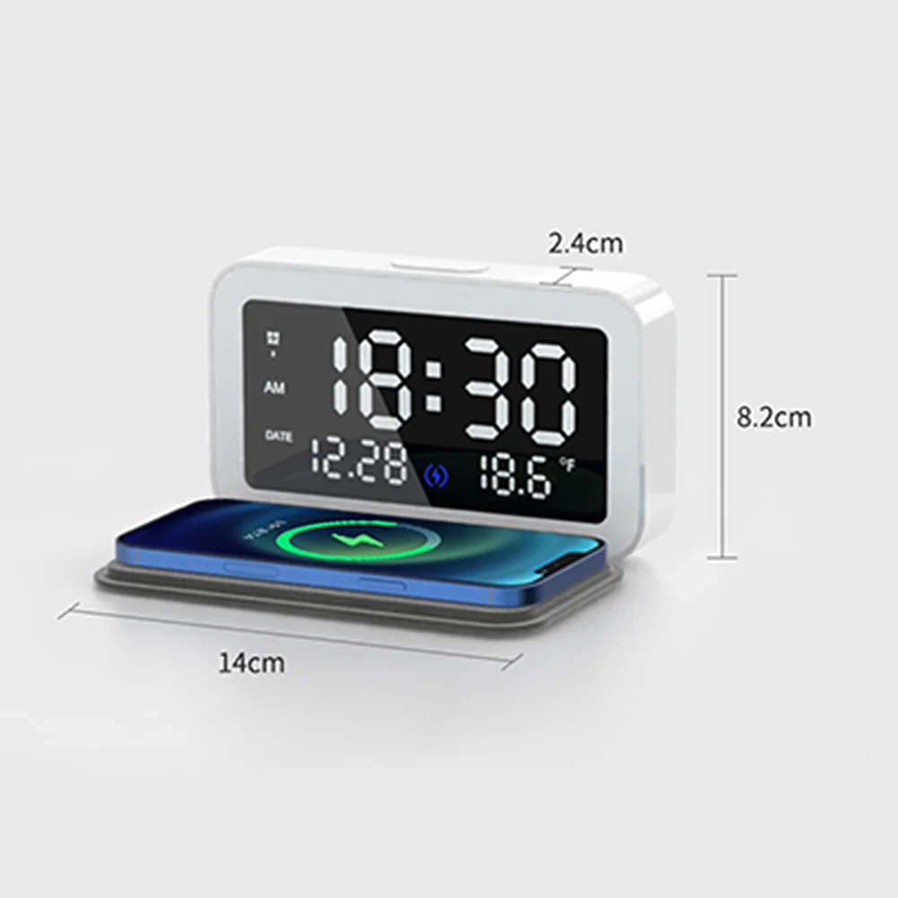 Digital Alarm Clock Bluetooth Speaker FM Radio Non Ticking with USB Charger &amp Wireless QI Charging 3 Level | Мобильные телефоны