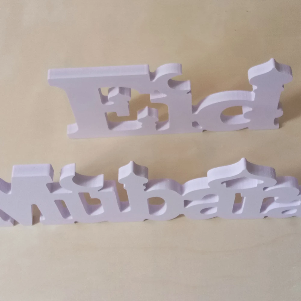 

Ramadan Eid Mubarak Decor Dining Table Ornament Wooden Letters Decoration White Pendant Islam Muslim Event Party Supplies