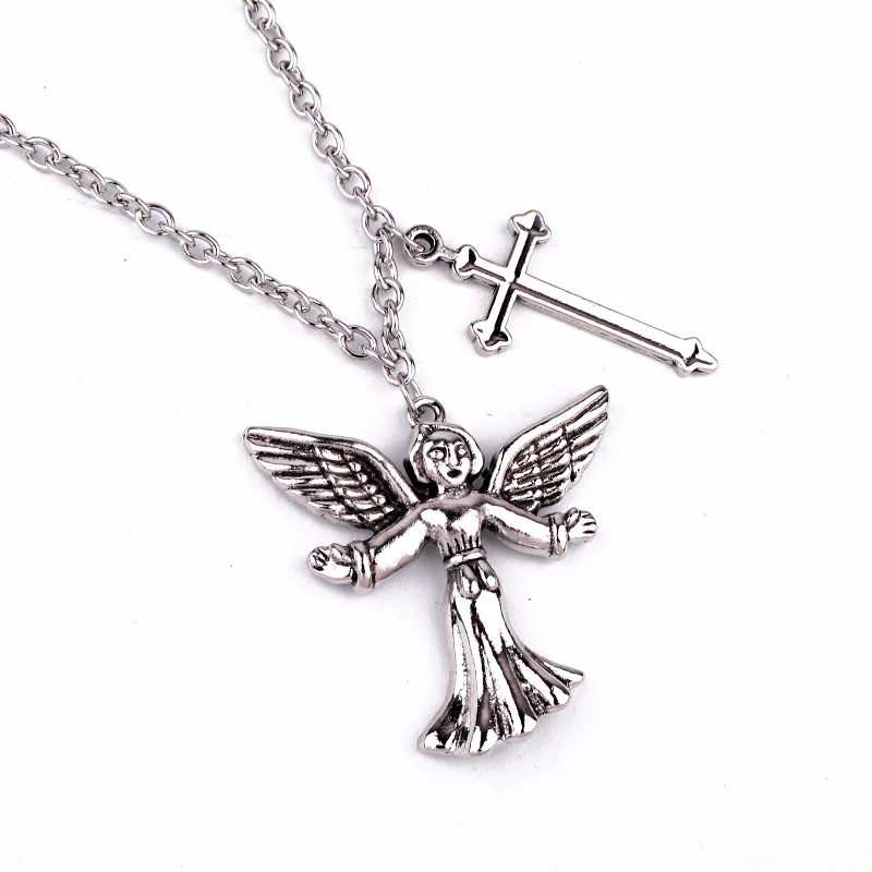 1 ШТ. Панк Из Нержавеющей Стали Ангел Крест Ожерелье Мужчины Ювелирные Изделия