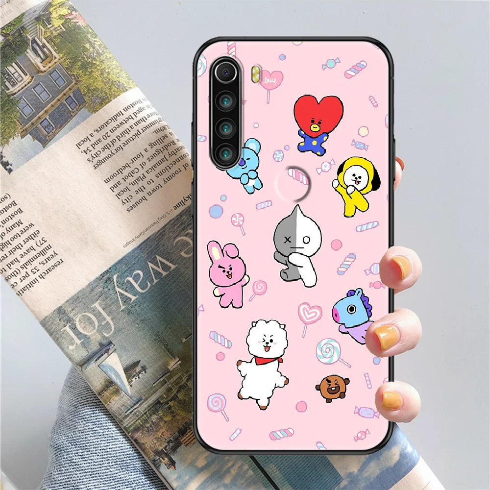 

Cute BT and 21 Cartoon Phone case For Xiaomi Redmi Note 7 7A 8 8T 9 9A 9S 10 K30 Pro Ultra black 3D shell art cover fashion