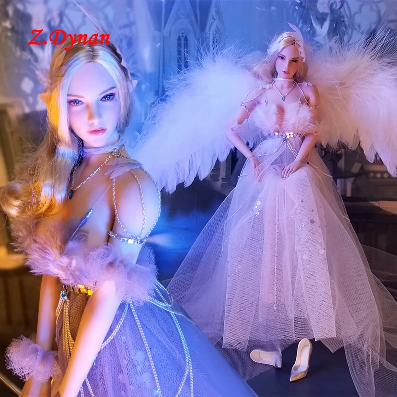 

1:6 beauty fairy Elf Princess Mesh Dress jewelry Angle wing Scepter for 12 inch TBL PH Jiaou dolls Female Action Figures