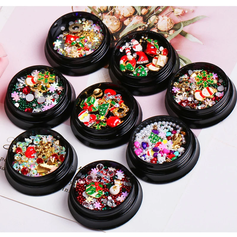 Рождественские украшения для ногтей в коробке Рождественская 3D елка маникюра