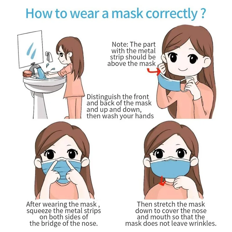 

100 PCS Disposable Mask Earloop Face Mouth Mask 3 Layers Anti Dust Meltblown Non-Woven Breathable Masque Mascarillas Face Mask