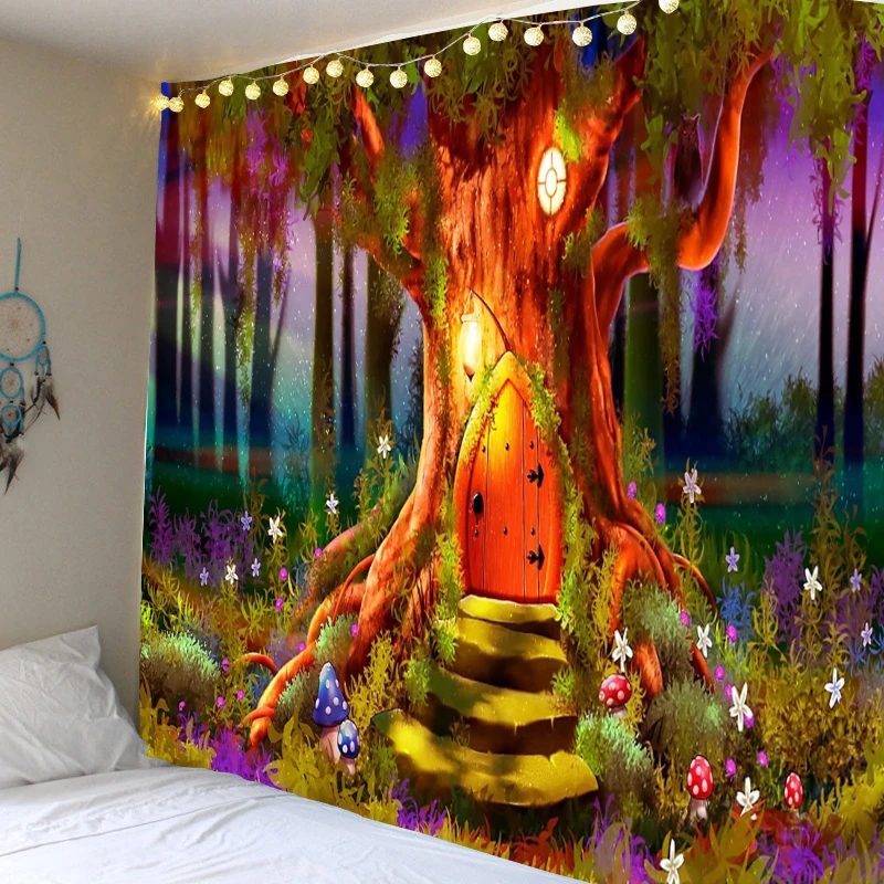 

Tree tapestry beautiful dream tree wall hanging digital printing landscape wall hanging home decoration living room study tapest