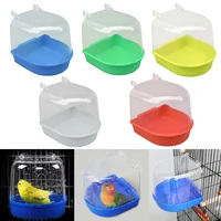 1pc plastic bird water bath box bathtub bird bath bird water bath tub for pet bird bowl parrots parakeet hanging birdbath cage