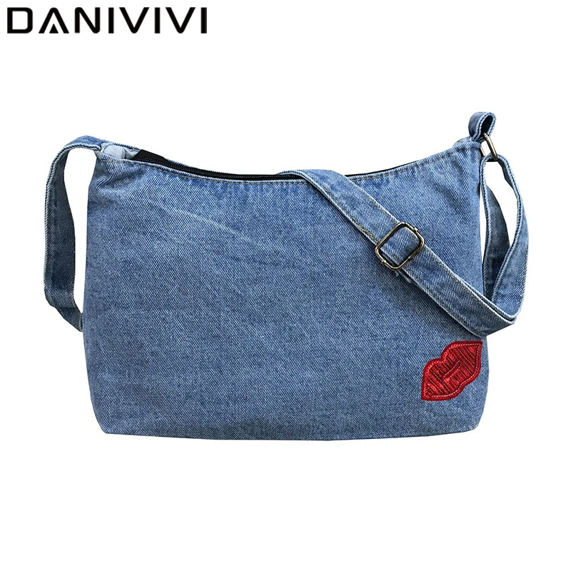 Модная Джинсовая женская сумка на молнии женские сумки плечо повседневная тоут