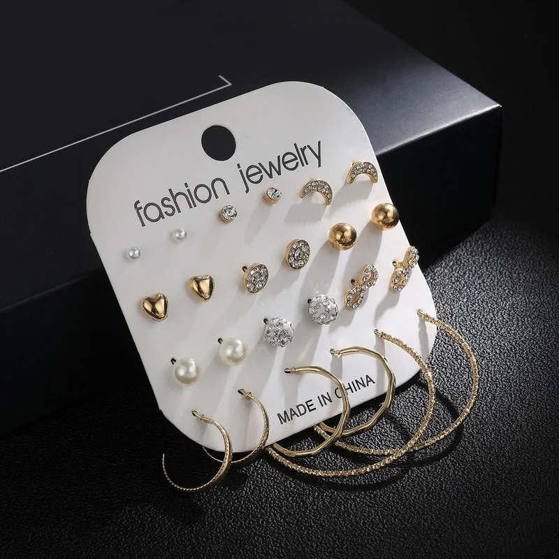 

12 Pairs Fashion Ear Studs Hoop Earrings For Women Gold Big Small Hoop Earrings Wedding Party Engagement Daily Jewelry