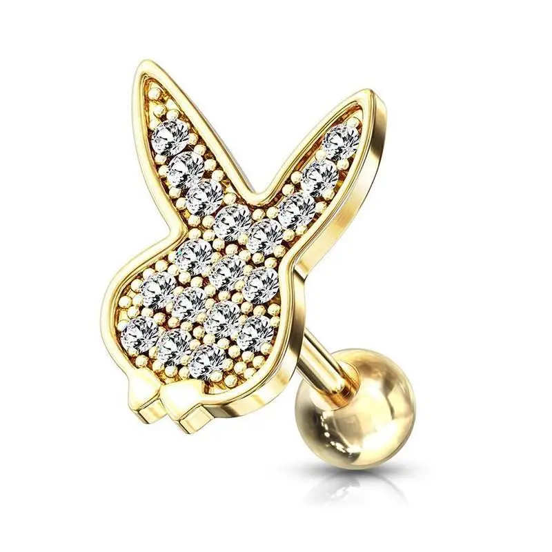 

1PC Cz Tragus Cartilage Stainless Steel Rabbit Ear Ring Stud Earrings Tragus Helix Piercing Jewelry Gift