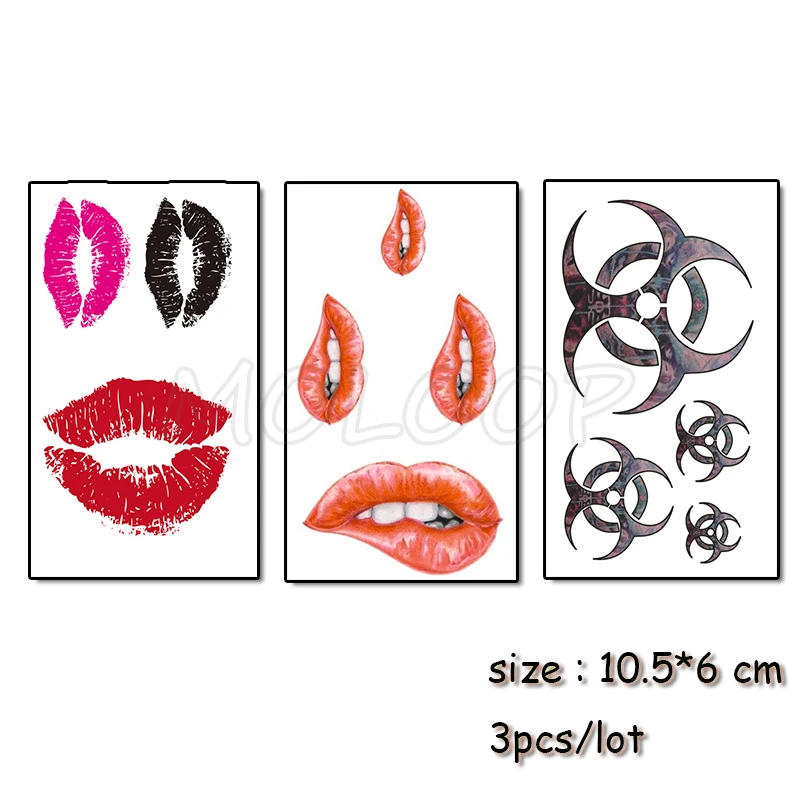 Водостойкие временные клейкие губы рот Биохимический знак переводная вода тату
