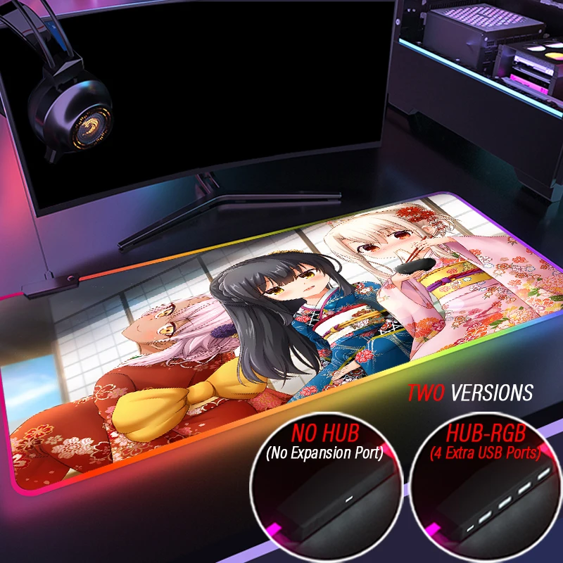 

RGB Gaming Mouse Pad Fate Kaleid Liner Extreme-Color HUB Custom Illya LED Desk Mat With Illyasviel 4 Port USB Mousepad
