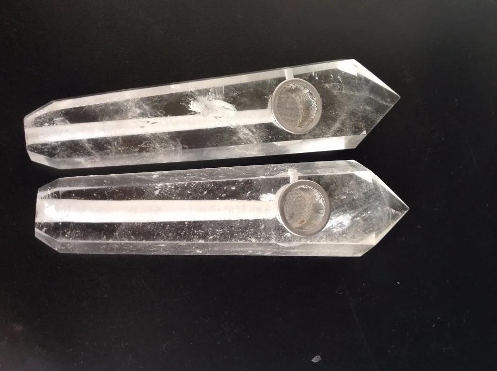 

Natural transparent quartz white crystal tobacco pipe quartz treatment stick free delivery