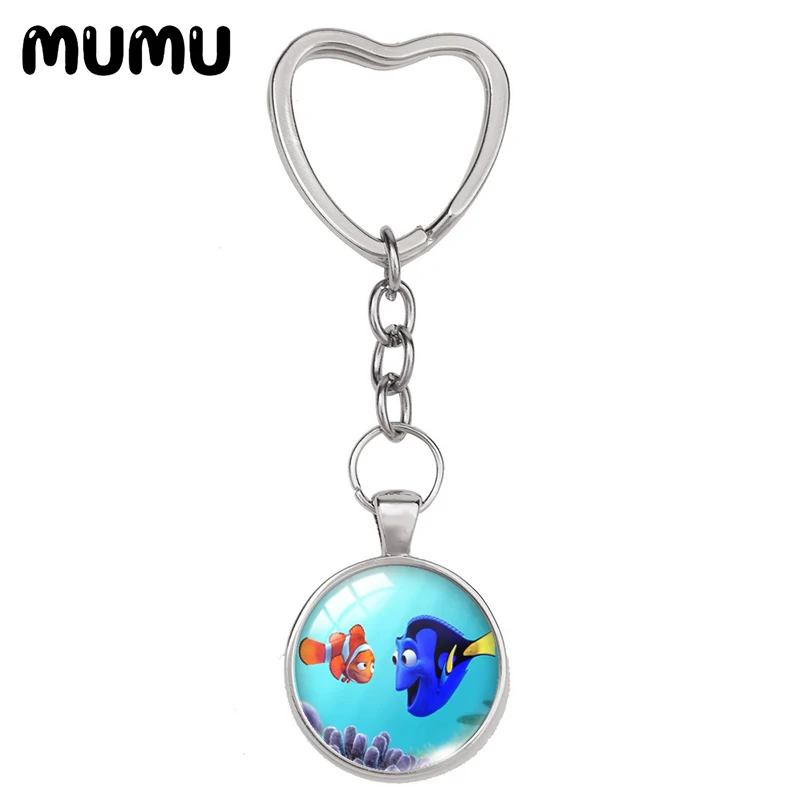 2021 New Finding Nemo Dory Heart Keyring Funny Keychain Glass Dome Cabochon Jewelry Gifts Children | Украшения и аксессуары