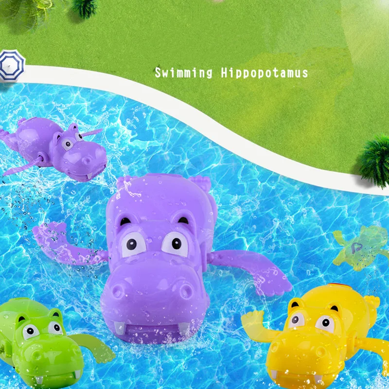Hippo Мультяшная креативная детская заводная игрушка, плавающие Черепашки, играть в воду, игрушки для детей, бассейн, животные, заводные игрушки - Цвет: Hippo