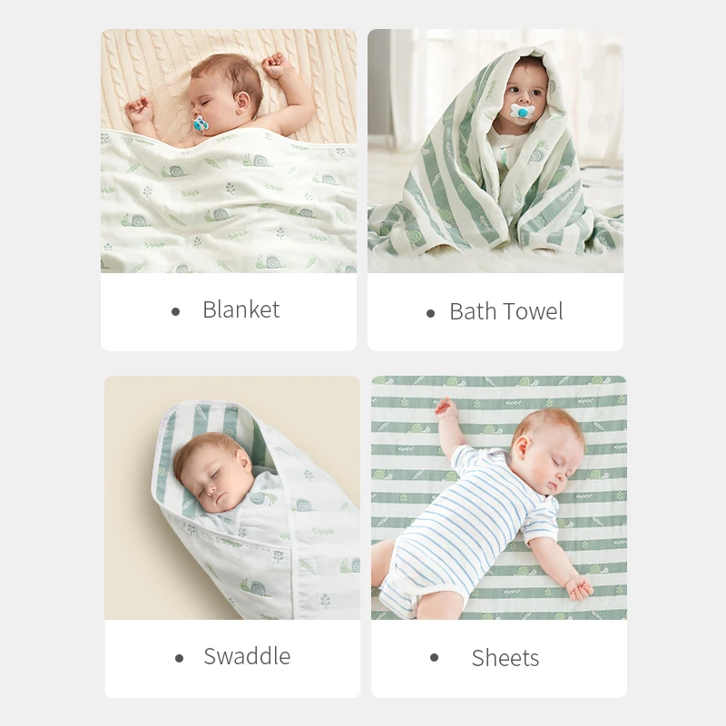 6-слойное газовое детское одеяло из 100% хлопка белье для коляски многоразовое