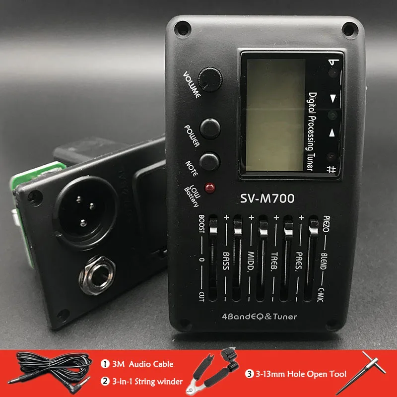 4 диапазона Акустическая гитара преамп с микрофоном тюнер гитары ra SV-M700