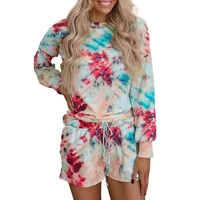 plus size two piece sets polyeste springsummer 2021 tie dyed printed long sleeve casual wear