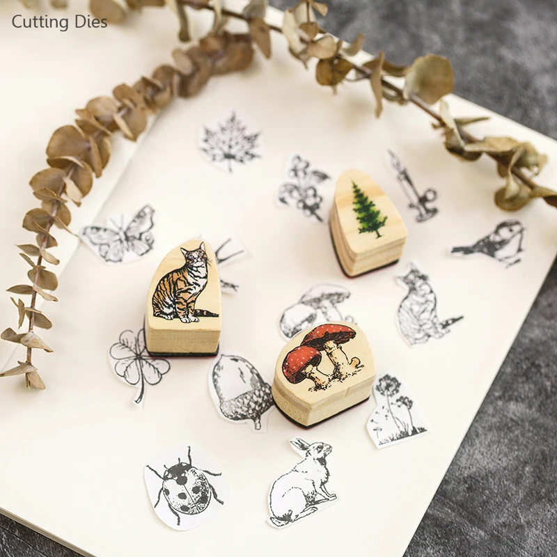 2019 Vintage Animal Plant Pattern Wood Rubber Stamps For Scrapbooking Stationery DIY Standard Wooden Crafts | Канцтовары для офиса