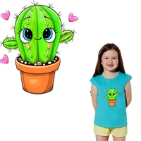 kids iron patch cute cactus patches for clothing thermo stickers diy iron on shirt decals stripe on clothes heat senstive patch