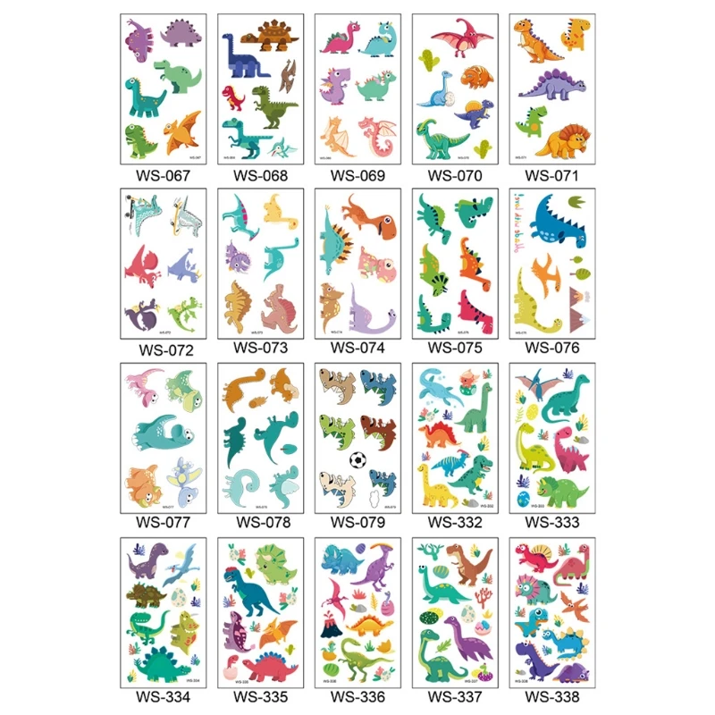 70 татуировок (упаковка of13 листов) Водонепроницаемый в форме динозавра StickersTemporary