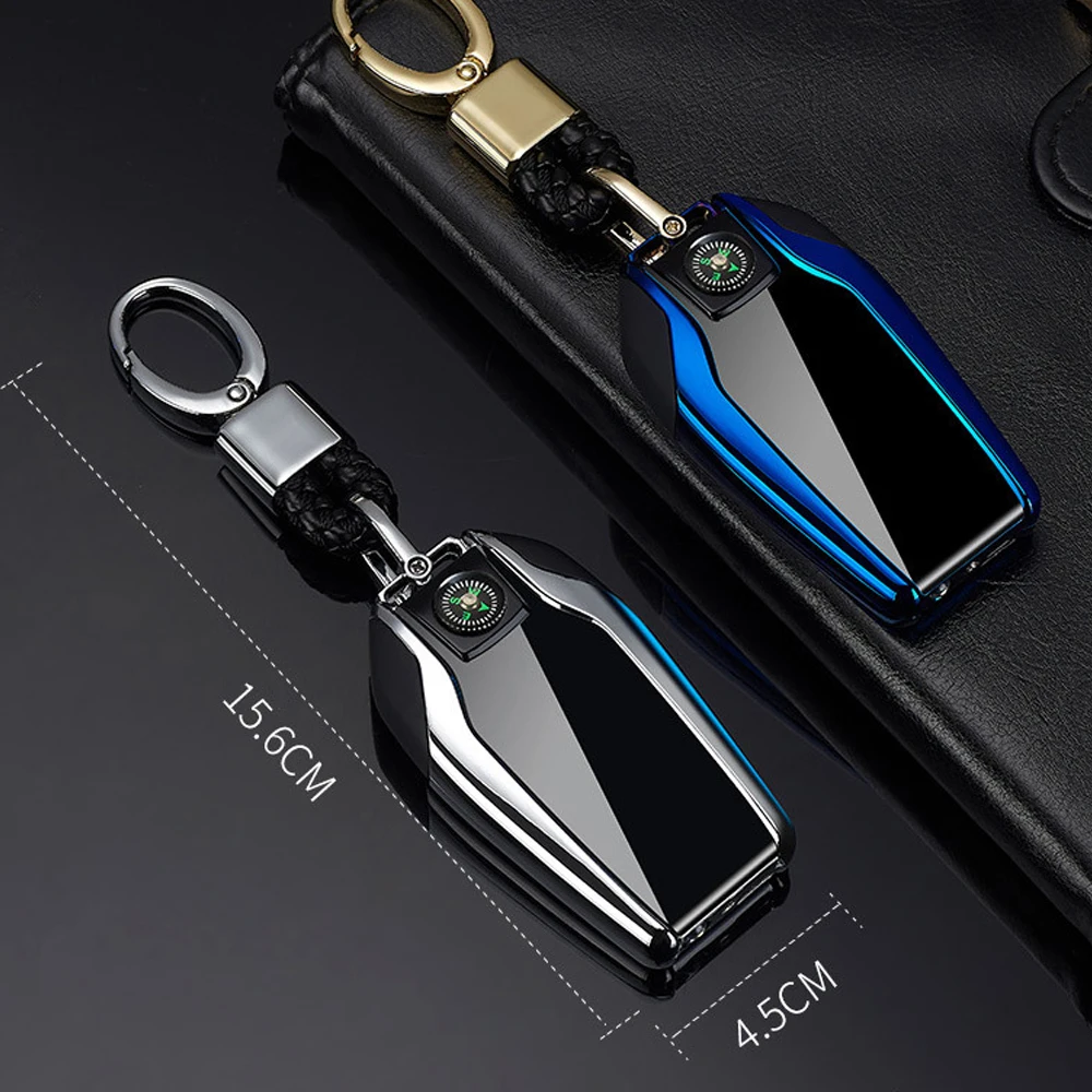 Keychain USB Electric Plasma Lighter Creative Cool Rechargeable Windproof ARC Lighters Smoking Accessories Gadget For Men images - 6