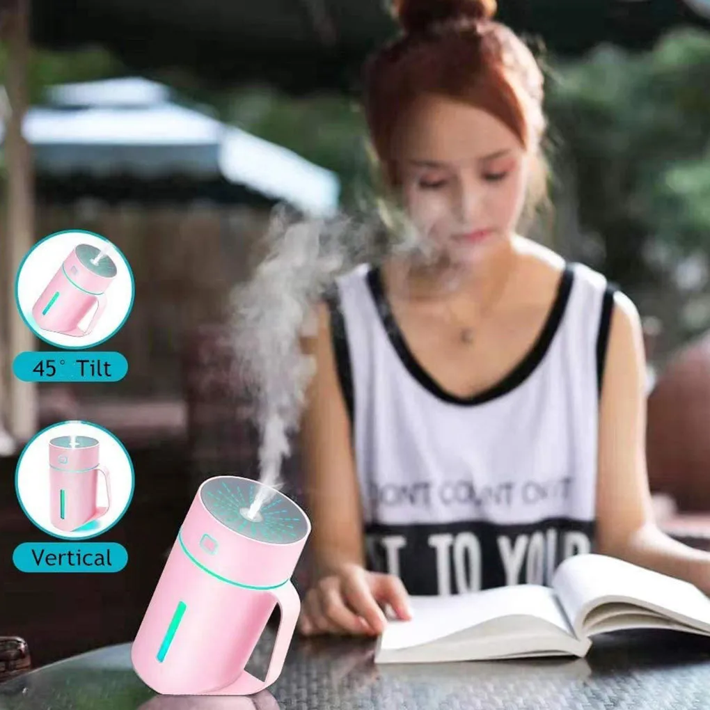 Мини-увлажнитель воздуха большой емкости 420 мл Радужный цвет Светодиодная