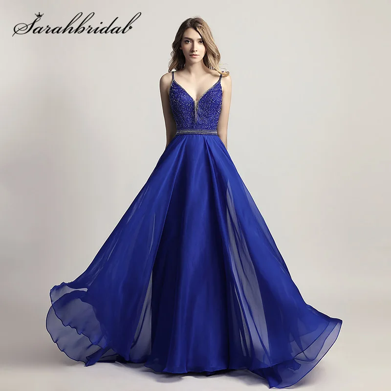 В наличии Robe De Soiree Королевский синий элегантные длинные вечерние платья розового