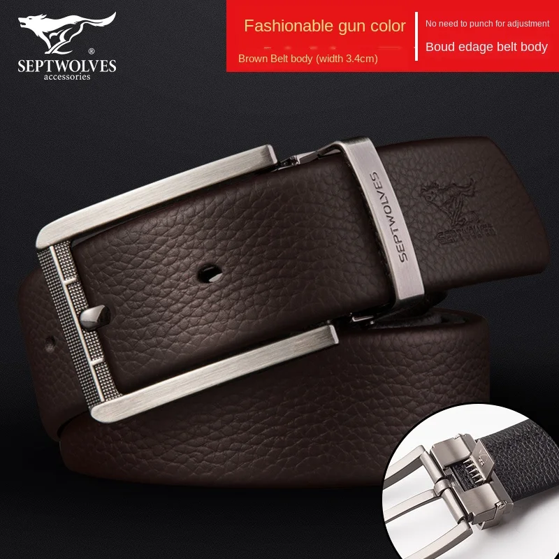 

men's leather pin buckle men's head pure leather middle-aged belt men's business leisure decorative belt
