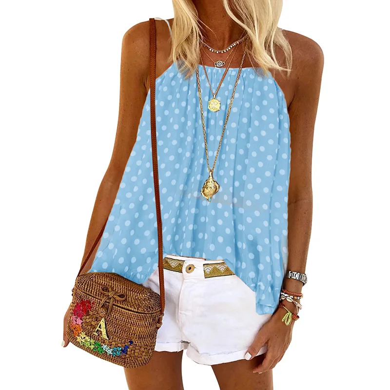 

BAMBOOBOY Women's Summer New Polka Dot Bohemian Holiday Casual Top Vest Camisole FC829
