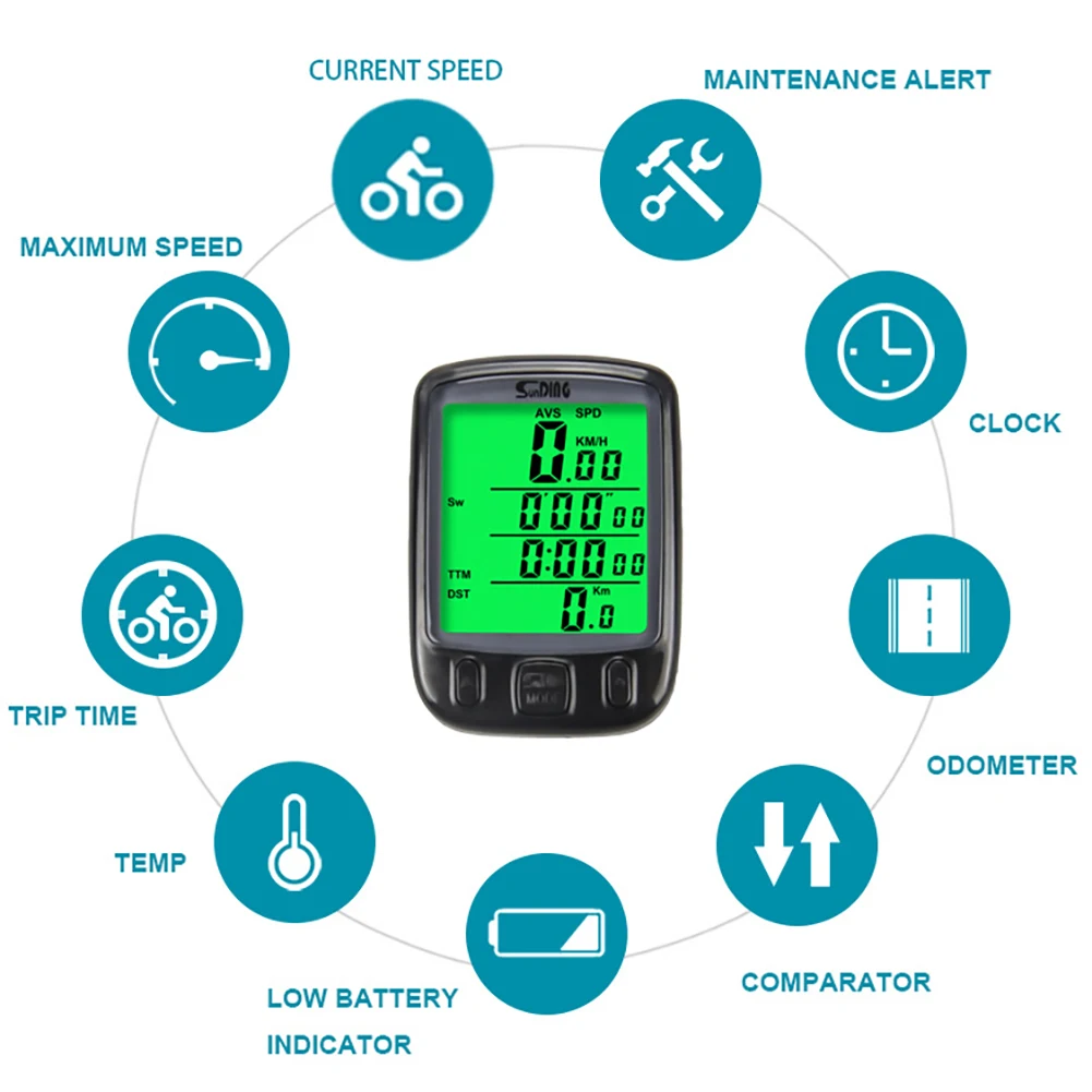 

Bike Computer Cycling Computers Bicycle Speedometer LCD Odometer Waterproof Backlight Cycling Stopwatch Riding Accessories Tool
