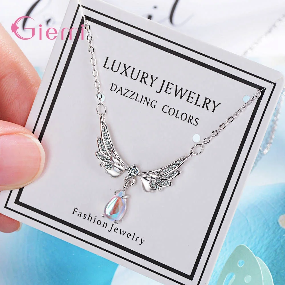 Женское колье с кулоном в виде крыльев Ангела из серебра 925 пробы | Украшения и