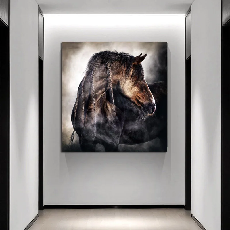 Современный лошадь Wall Art Холст Картина печатный плакат картина постер животного