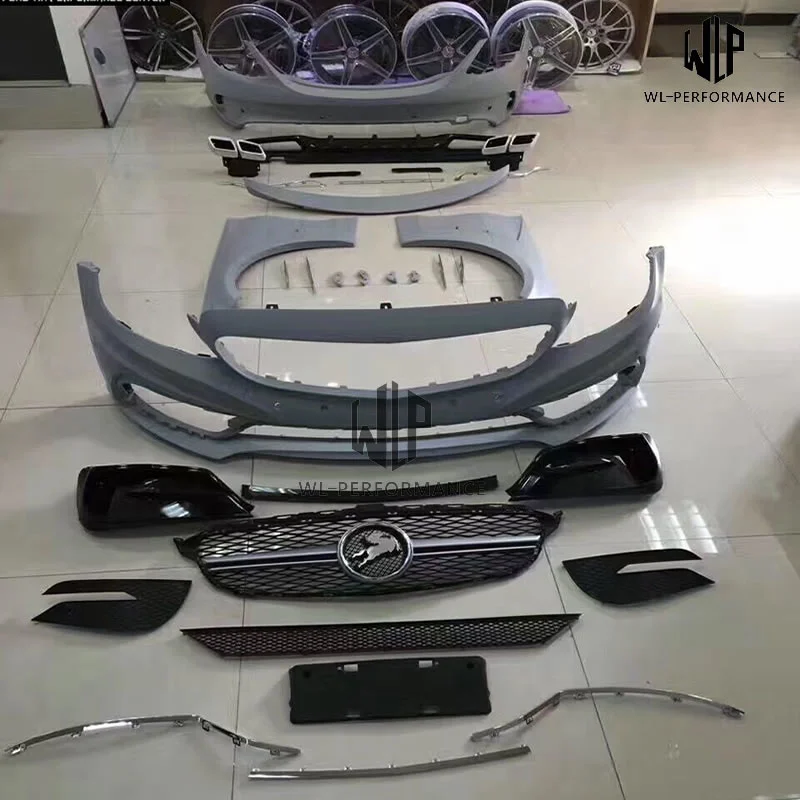 W205 комплект кузова автомобиля ПУ Неокрашенный передний бампер задний для Mercedes Benz