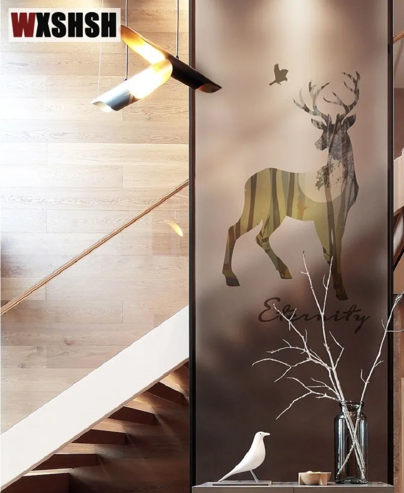 Статическая липкая оконная наклейка Индивидуальный размер узор оленя частная