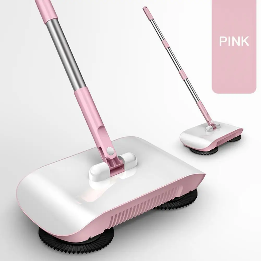 Pink Подметальные машины с ручным нажатием, подметальная машина с нажимным типом для уборки пола, Швабра для уборки метлы, подметальные машины для уборки пыли, бытовые инструменты для уборки - Цвет: Pink