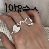u magical hiphop irregular geometric metallic open adjustable ring for women love heart hollow out index finger ring jewelry