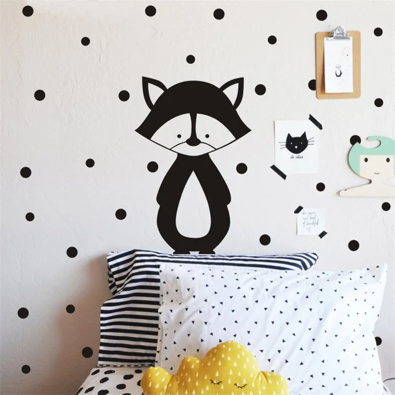 Настенные стикеры в черный горошек для детской комнаты наклейки виде животных