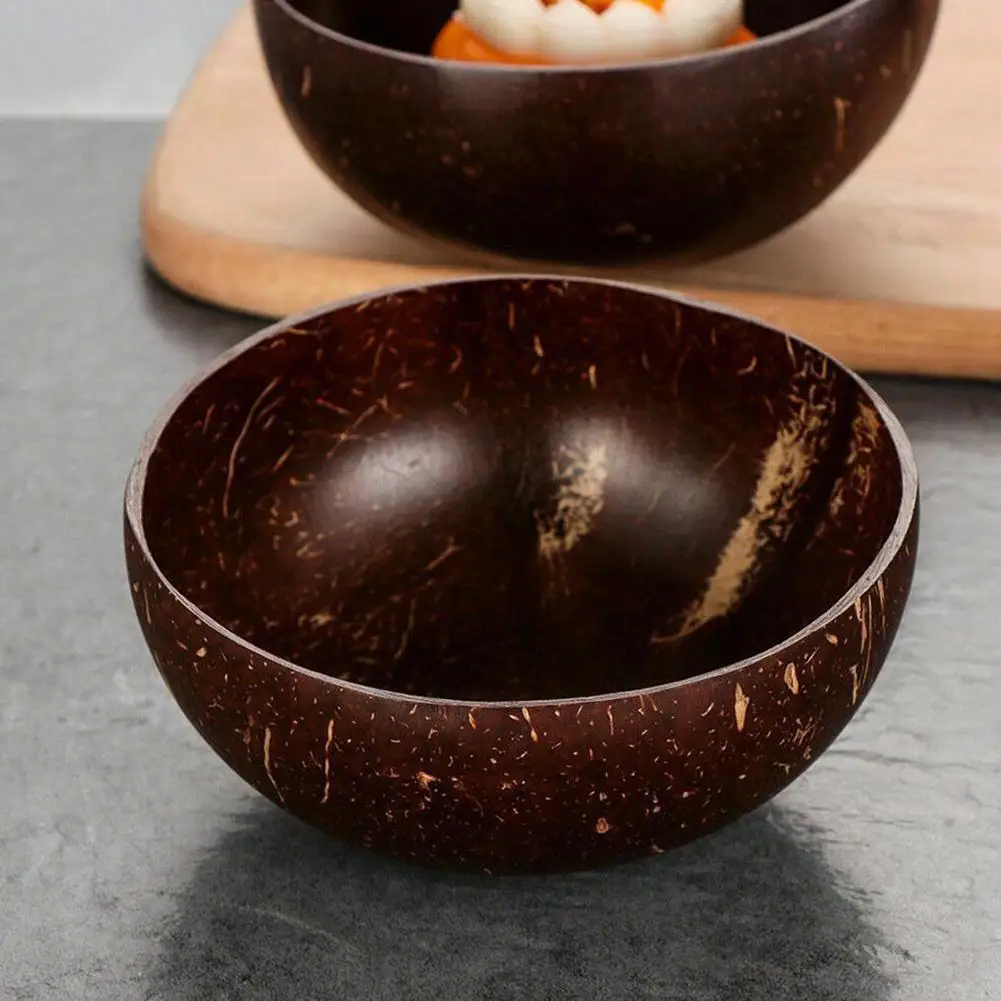 

Natural Coconut Bowl Salad Noodle Rice Ramen Soup Chopsticks Spoon Fork Cutlery Dinnerware Wooden Restaurant Kitchen Tableware