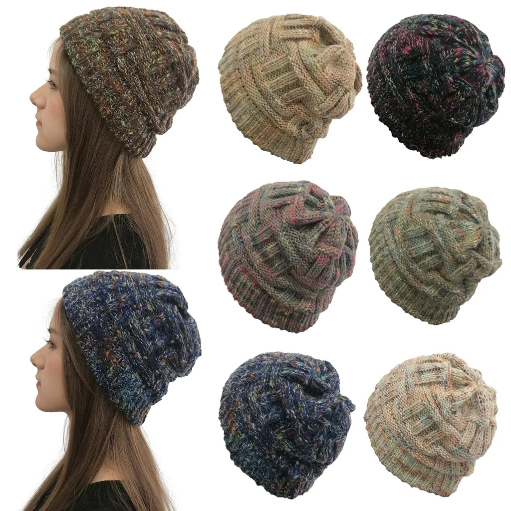 Женская модная повседневная шапка разноцветная уличная вязаные крючком шапки 2019