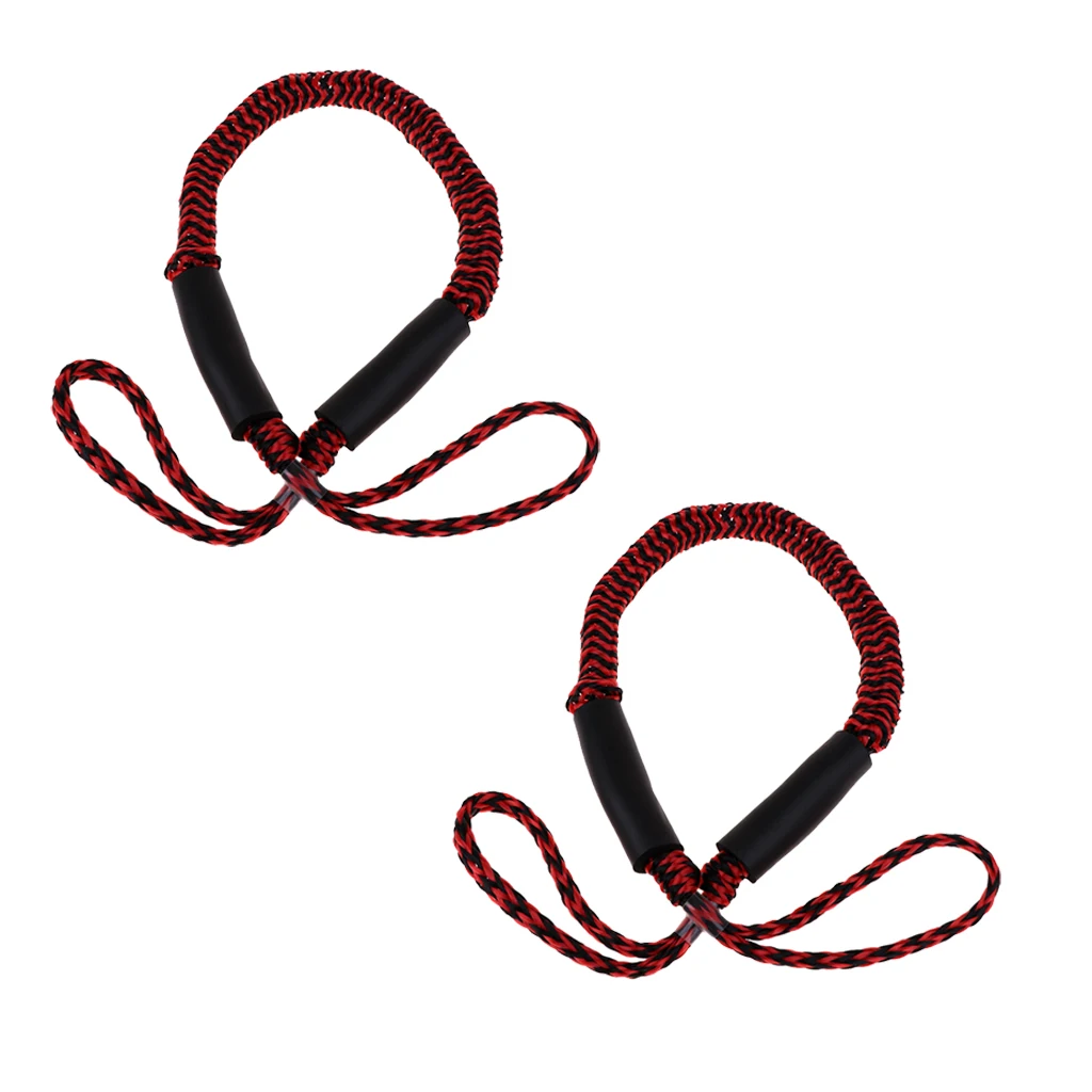 Black Red 2 пакета банджи док-линии стяжки для лодок гидроцикл лодка Док-веревка стрейч шок шнур сверхмощный швартовки 3,5 футов - Цвет: Black Red