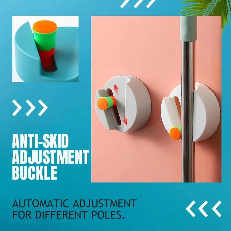 

1PC Multi-purpose Cradle Hook Hanger Mop and Broom Holder Kitchen Bathroom Door Punch-free Wall Mounted Type Mop Organizer