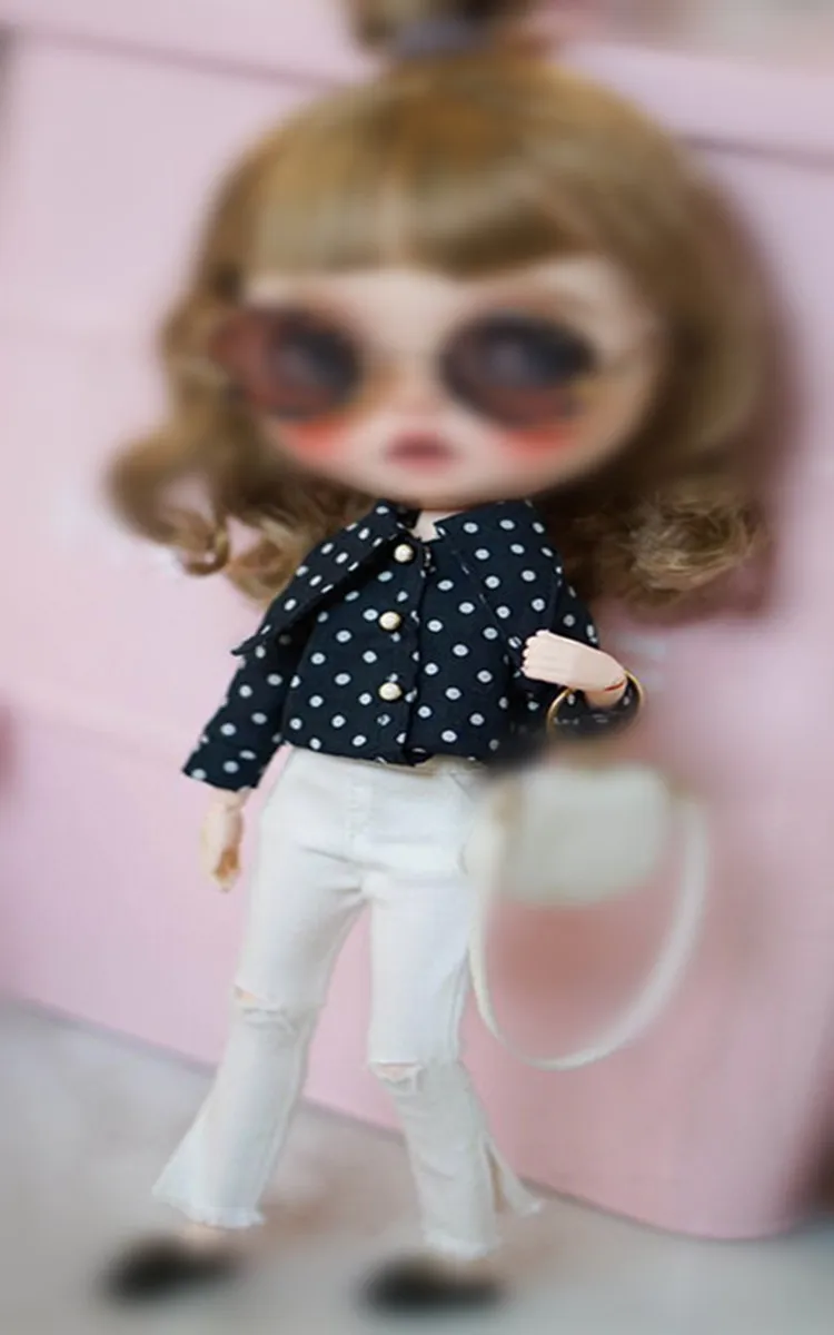 1/6Doll Lace Skirt Blyth Polka Dot Shirt Doll Outfit (For Azone Pullip BJD Lati Ob ICY JerryB) | Игрушки и хобби