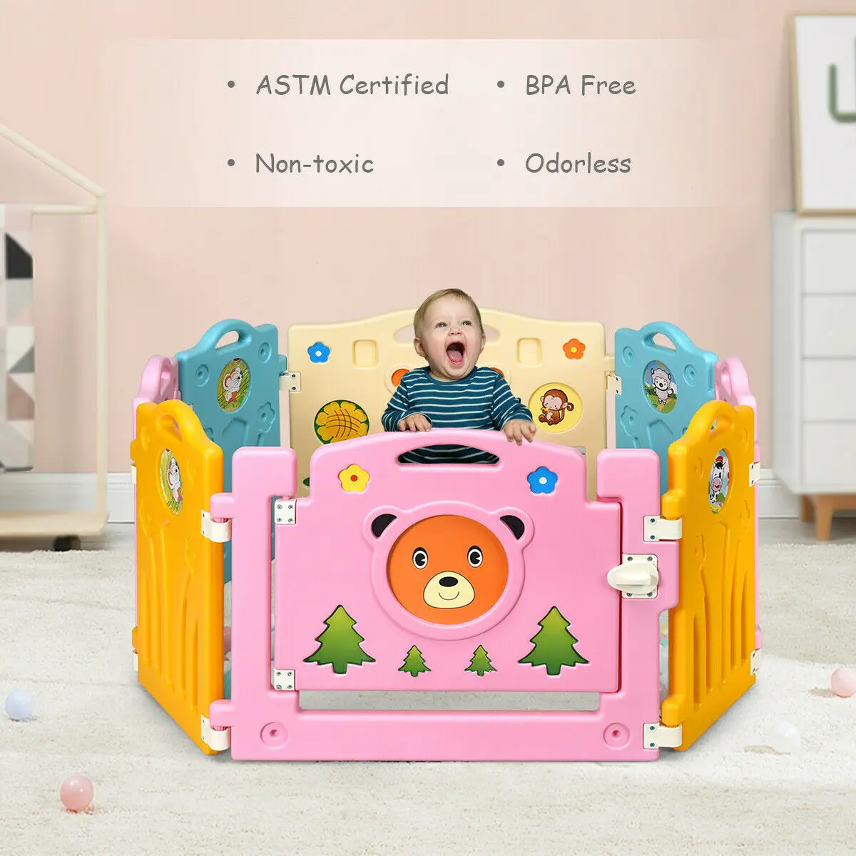 

8 Panel Kids Baby Playpen Activity Center Safety Play Yard Home Indoor Outdoor