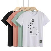 2021 summer new short sleeve t shirt female modal comfortable embroidered rabbit ins super fire loose version 6939