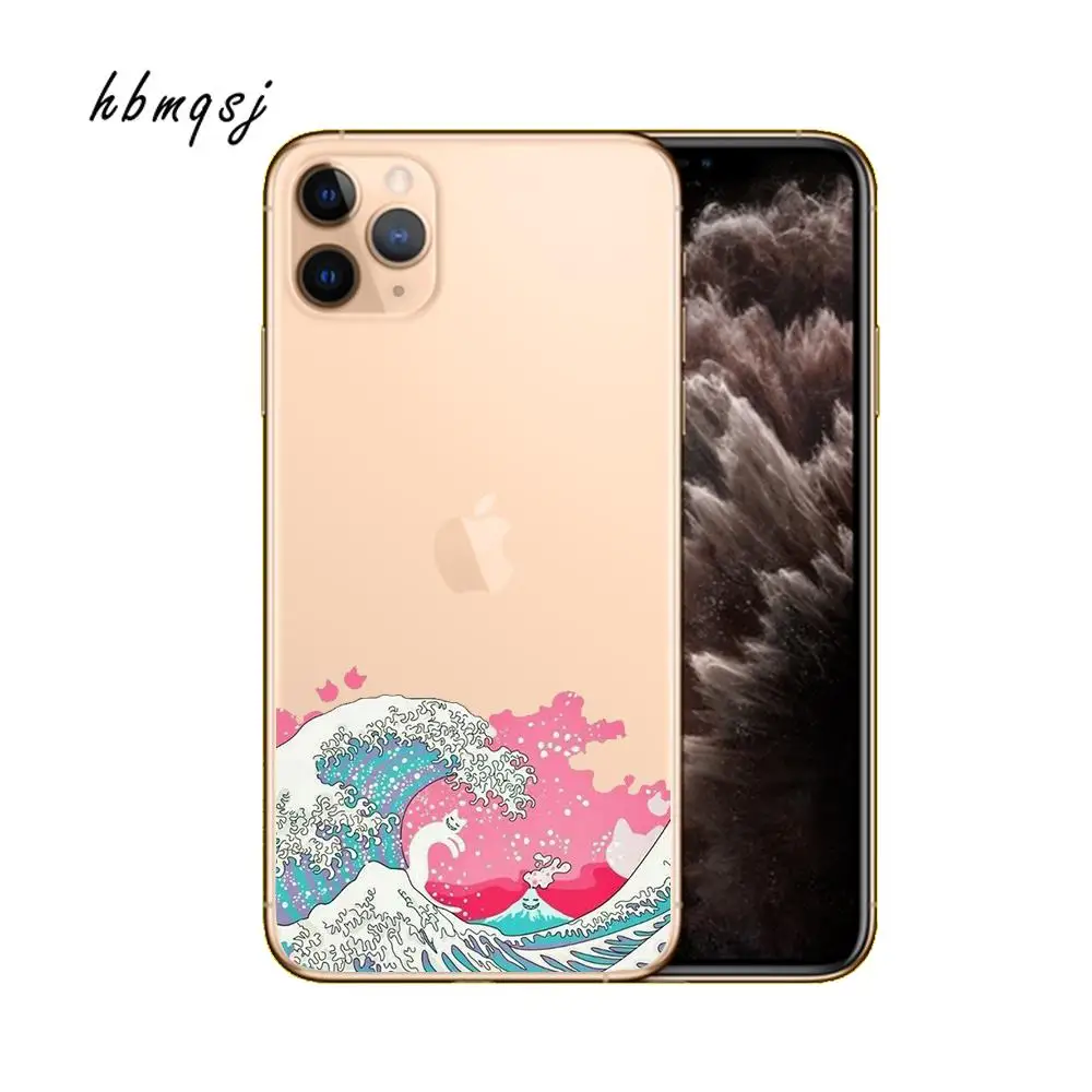 Cartoon phone case for iphone 6 6s 7 8 plus x xs xr 11 pro max funda silicone soft tpu wave original coque cover |