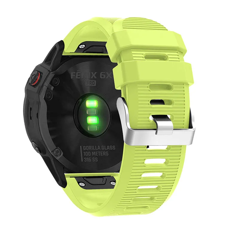 Green 20 22 26 мм для Garmin Fenix 6S 6 6X Pro 5S 5 5X Plus удобный силиконовый ремешок смарт-аксессуары быстросъемный ремешок для часов - Цвет: Green